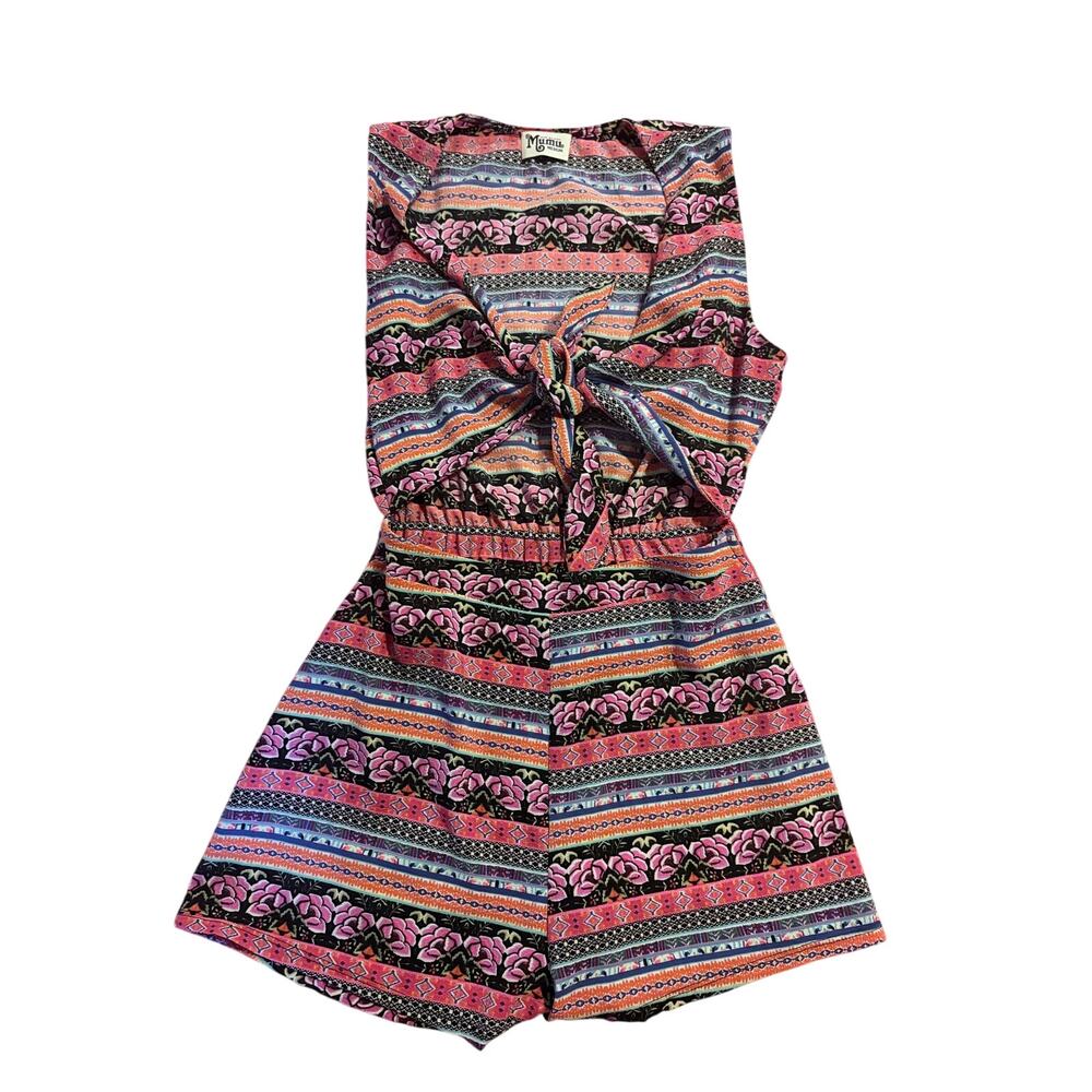 Show Me Your Mumu Medium Multicolor Boho Print Tie-Front Romper - Picture 2 of 5